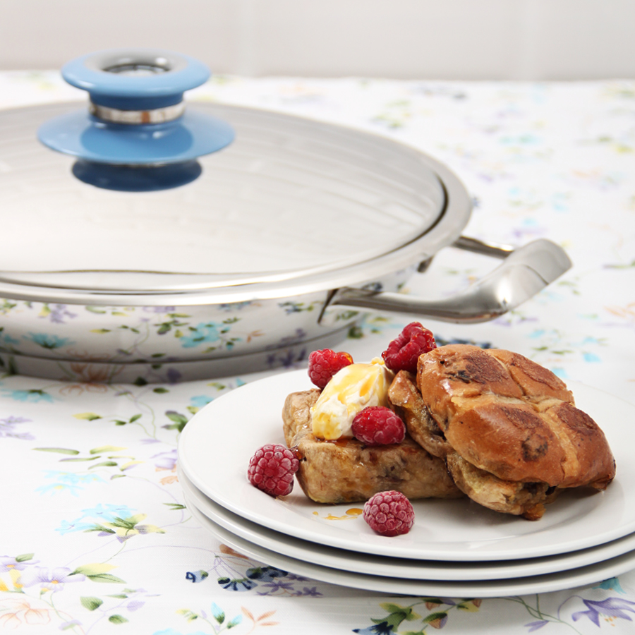 Hot cross bun french toast in AMC Cookware